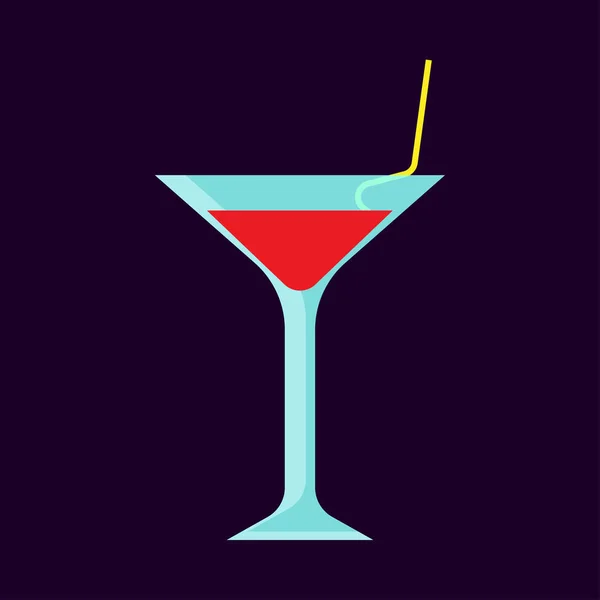 Cocktail glass drink bar alcoholic party vector icon. Liquid ref — Stock Vector