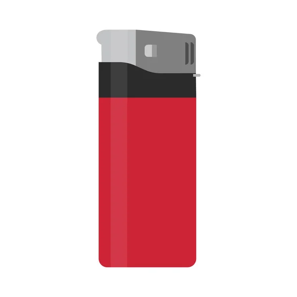 Cigarette disposable lighter red vector flat icon isolated white — Stock Vector