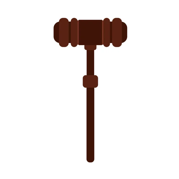 Juge gavel bois système de décision loi vecteur icône. Tribunal de première instance — Image vectorielle