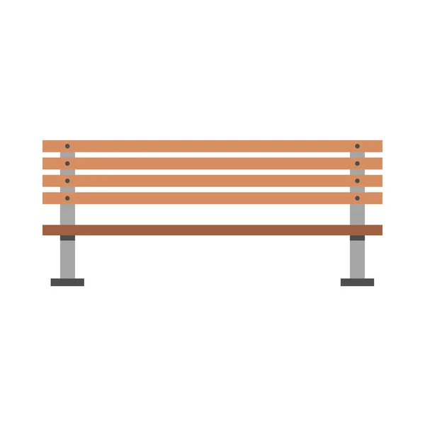 Bench Park vooraanzicht vector plat pictogram. Buitenshuis bruin Relax WoO — Stockvector