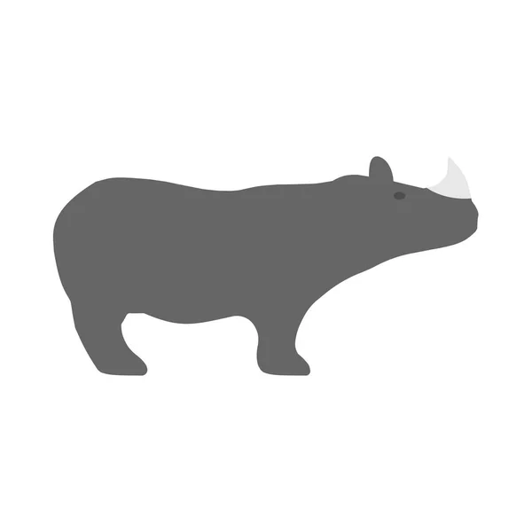 Rhinoceros grote natuur bedreigde vorm vector pictogram zijaanzicht. Een — Stockvector