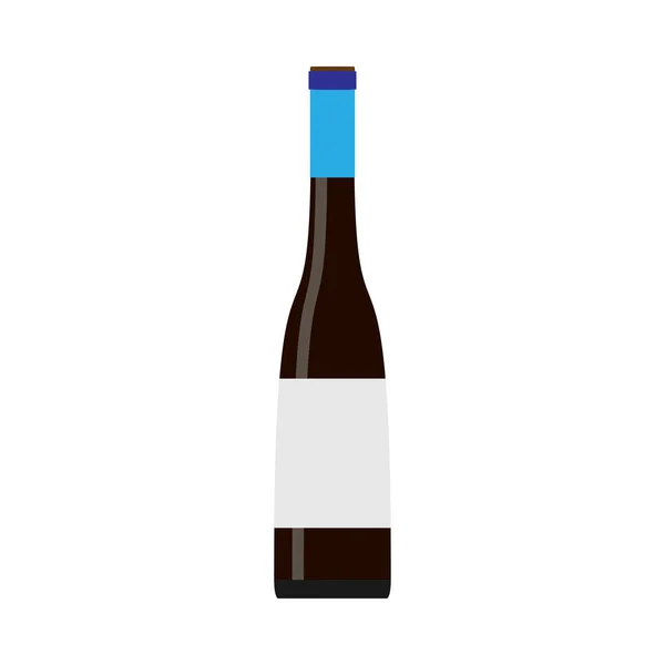 Kırmızı şarap şişesi alkollü bardak vektörü. Düz gıda. — Stok Vektör