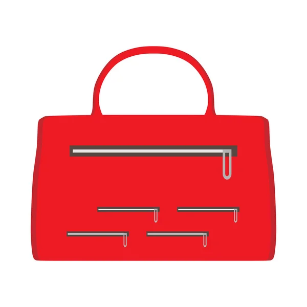 Handtasche rote Konzept flache Frauen Geschenk-Vektor-Symbol Frontansicht. Auto — Stockvektor