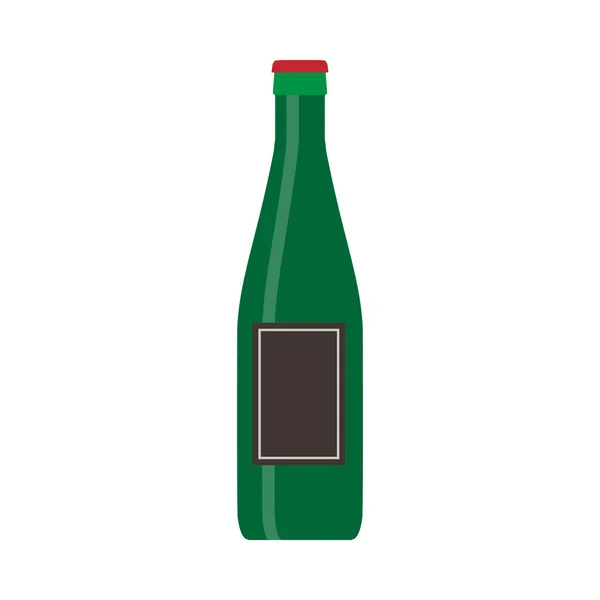 Зеленое стекло векторного символа бутылки пива. Пищевой спирт — стоковый вектор