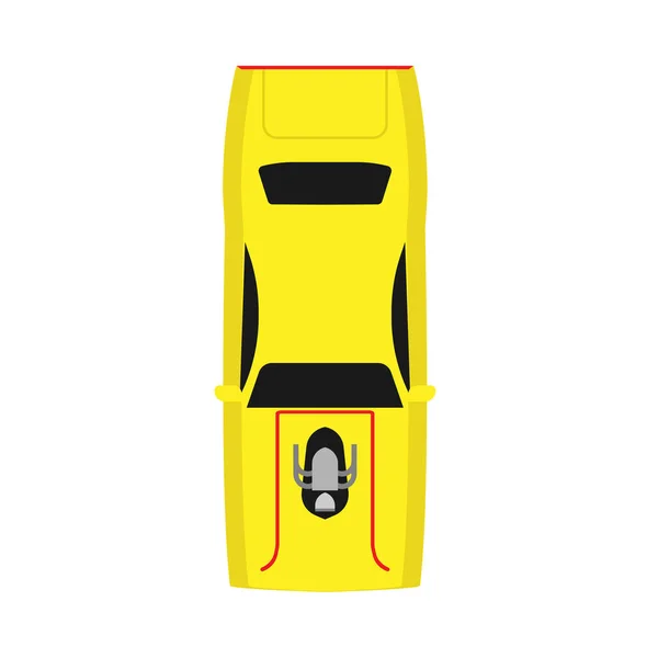 Carrera de coches vista superior icono de vector amarillo. Desi transporte moderno — Vector de stock