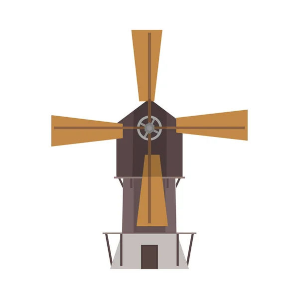 Windmill technology industry vector front view. Environmental fl — 스톡 벡터