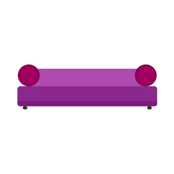 Divan violet lifestyle komfortable möbel flache vektorsymbol. b — Stockvektor