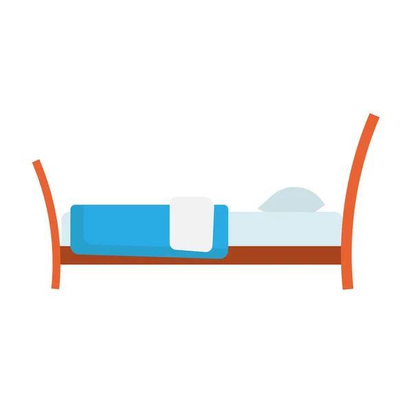 Bed side view vector icon comfortable apartment. Bedding room lu — Stock Vector
