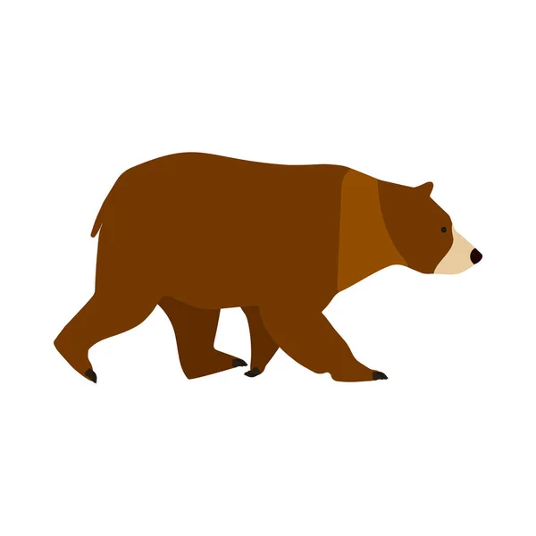 Bear brown character symbol vector icon side view. Cute mammal a — Stock Vector