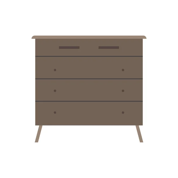 Cajón marrón caja estilo equipo retro con estante. Apartamento con — Vector de stock