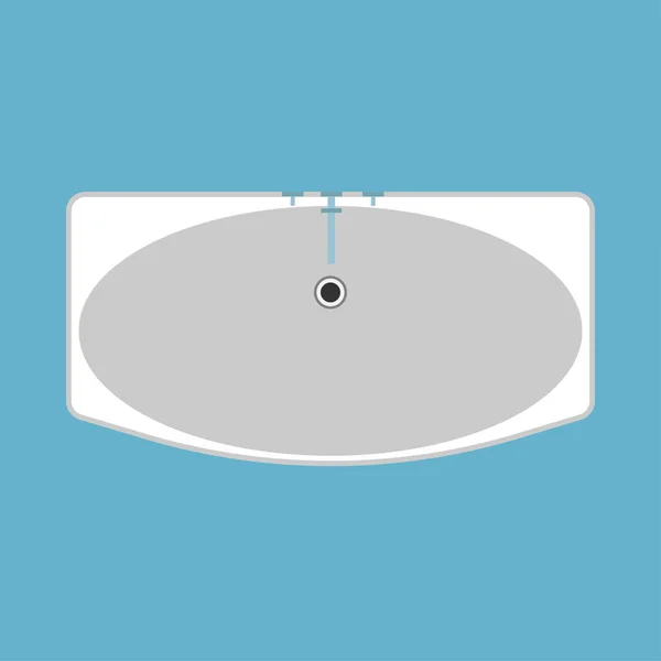 Sink top view equipment symbol domestic vector icon white. Conte — Stock Vector