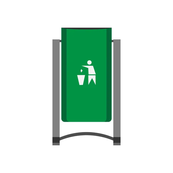 Bac de rue vecteur vert vue de face icône. Écologie de l'élimination déchets — Image vectorielle