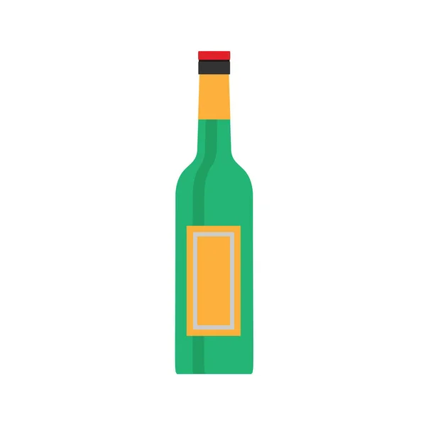 Bier fles groene vector symbool glas. Voedsel alcohol plat icoon FR — Stockvector