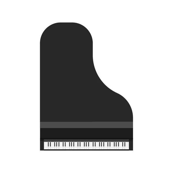 Kuyruklu piyano siyah vektör simgesi üst görünüm. Sanat sembolü müzik keyboar