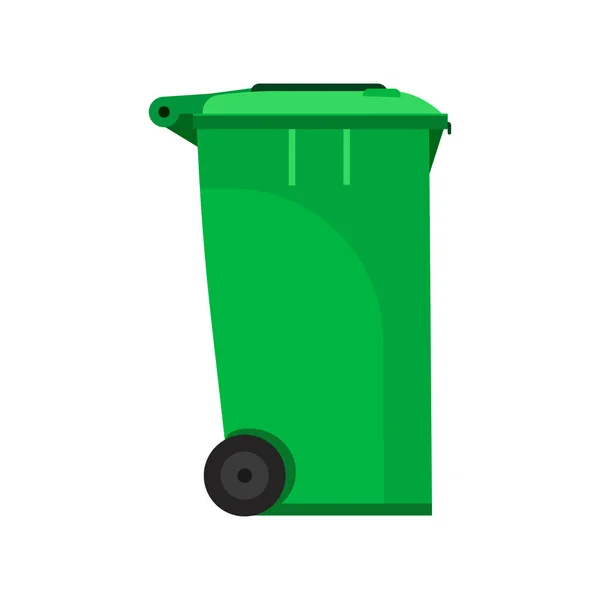 Street bin green vector side view icon. Disposal ecology junk re — Stock Vector