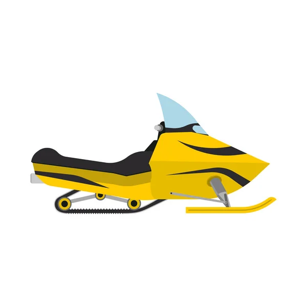 Snowmobile side view yellow outdoor travel recreating snowy tran - Stok Vektor