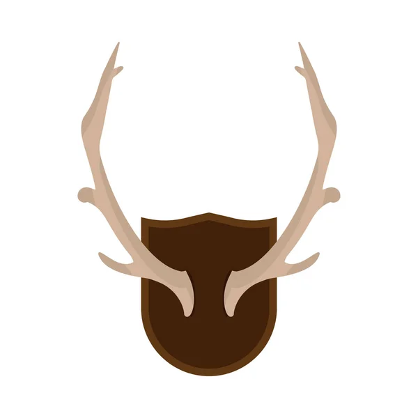 Mounted antlers horn wildlife hunt deer rack vector icon. Interi — Stock Vector