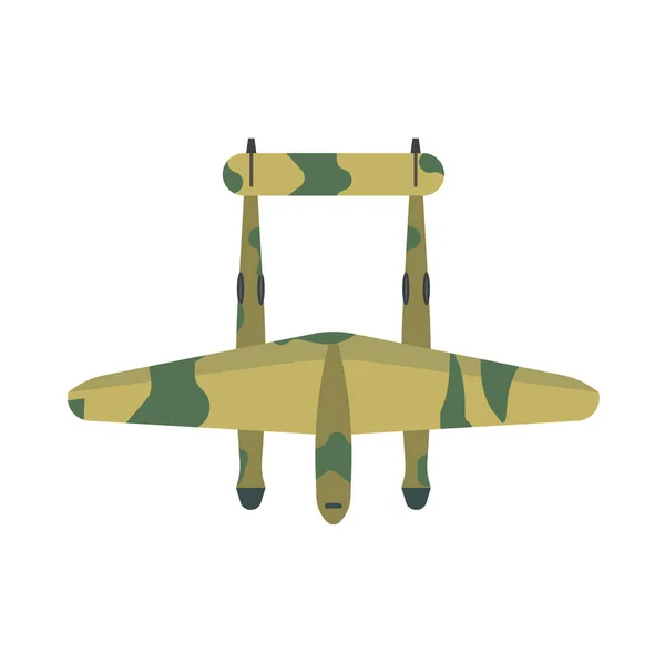 Avion de chasse transport vue du dessus vecteur icône défense. Arme com — Image vectorielle
