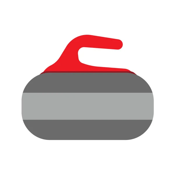 Curling taş kırmızı izole ekipman topu spor vektör simgesi. Gam