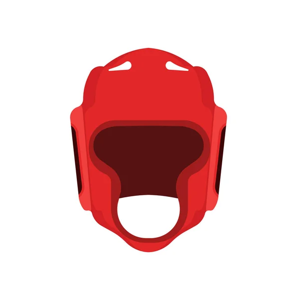 Boksen helm plat symbool vooraanzicht pictogram. Bescherming Red g — Stockvector