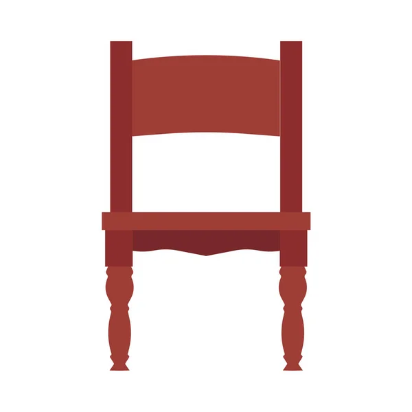 Wooden chair vector icon isolated white front view. Classic brown — 스톡 벡터