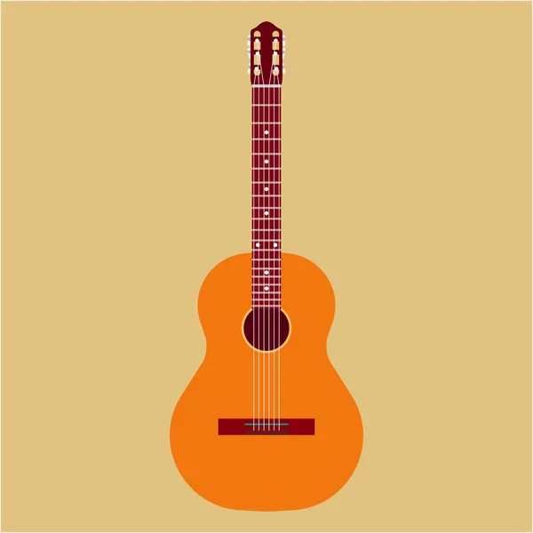 Icono de ilustración de vector de guitarra acústica. Música arte clásico — Vector de stock