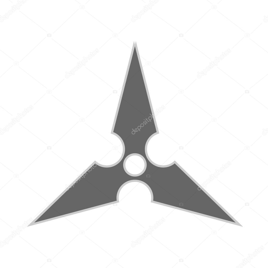 Throwing star ninja shuriken vector flat icon. Kill fun antique 
