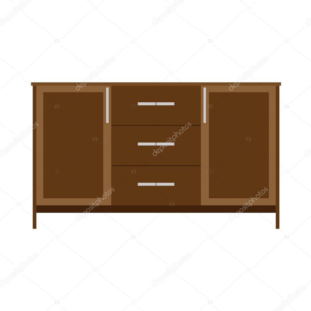 Armoire vector llustration rack shelf furniture icon. Vintage elegant old cupboard cabinet closet. Wooden wardrobe design