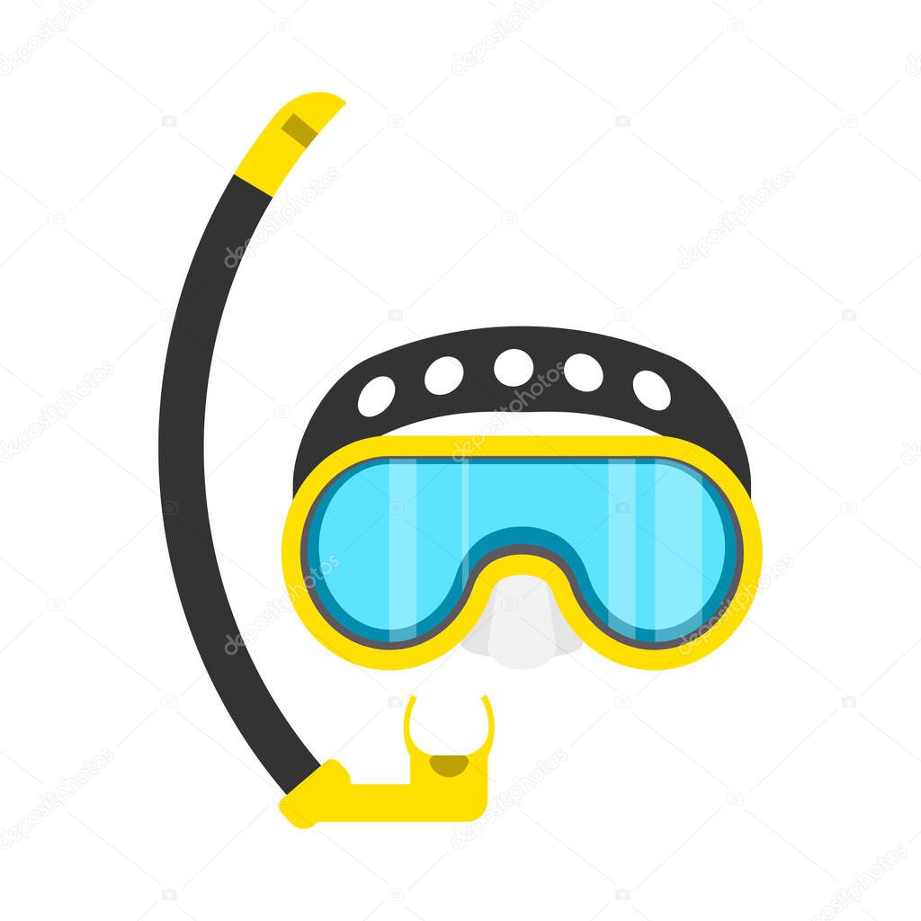 Diving mask yellow snorkeling leisure adventure symbol vector ic