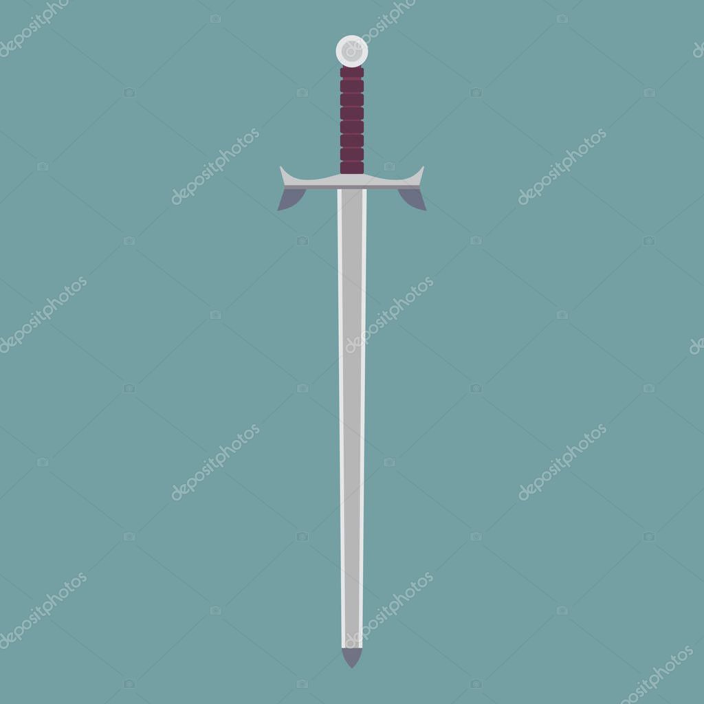 Sword vector illustration weapon vector icon. Ancient sharp blade symbol. War silhouette fantasy flat sign hilt handle