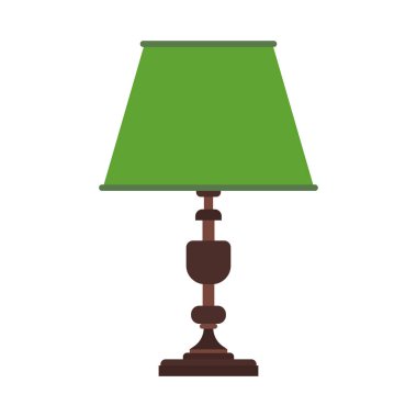 Okuma lamba masası vektör simgesi ekipman. Ampul ofis masa mobilyaları parlak. İç karikatür düz sadelik sembolü