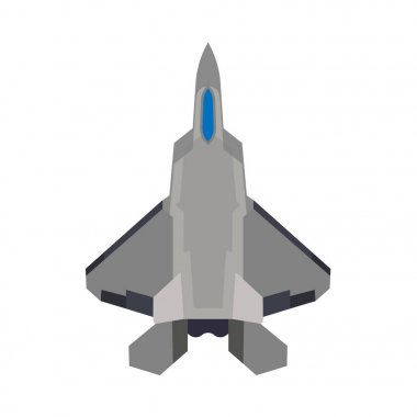 Savaş uçağı vektör simgesi askeri uçak üst görünümü. Süpersonik saldırı jet savaş gücü taşıma. Kokpit karikatür bombacı