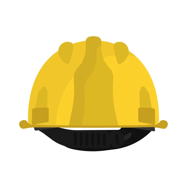 Hard hat yellow back view vector icon. Construction helmet — Stock Vector