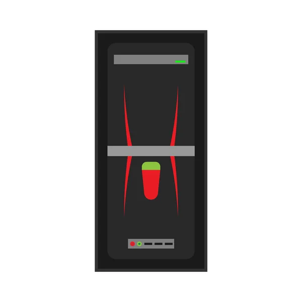 PC caso icono vectorial tecnología de equipos torre de ordenador. Negro — Vector de stock