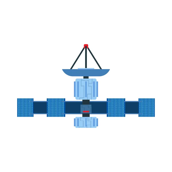 Vector de satélite icono de comunicación espacio plato. Antena global — Archivo Imágenes Vectoriales