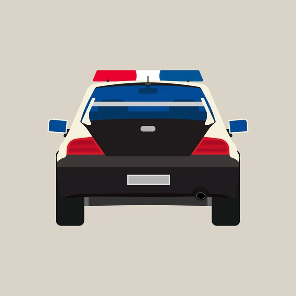 Polizeiauto Rückansicht Vektor flaches Symbol. Fahrzeug Polizist isoliert schwarz — Stockvektor