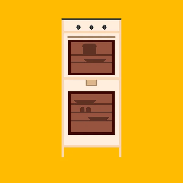 Oven vector illustratie Appliance keuken koken. Icon kachel — Stockvector