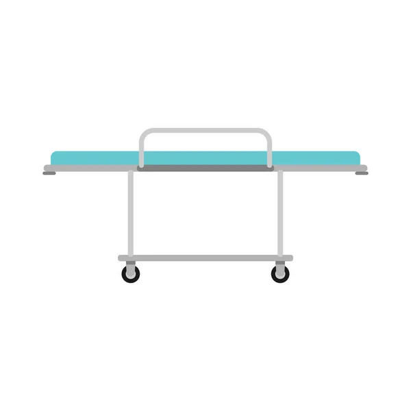 Hospital stretcher trolley bed vector icon. Clinic gurney ambulance equipment. Flat sick wheel cartoon transport — Stock Vector