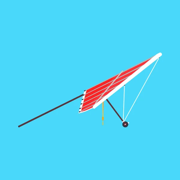 Hang glider sport extreme vector icon side view. Sky adventure hobby para skydiving. Cartoon red plane ascend