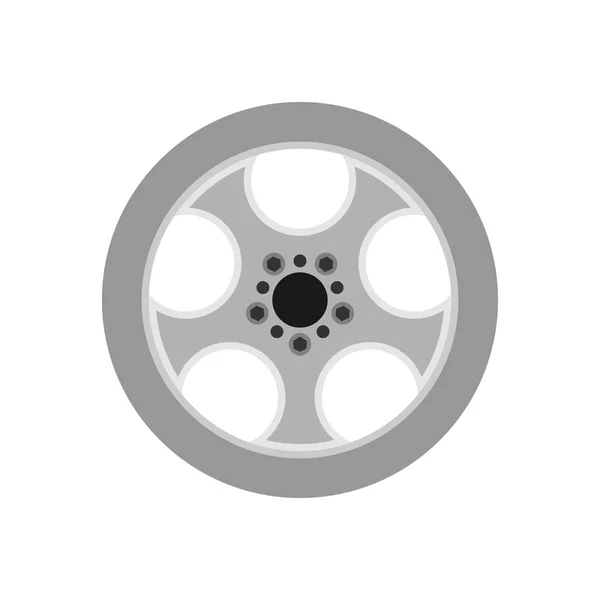 Rim car automobile wheel isolated vector icon. Circle alloy tire rubber disk. Sport transport tyre equipment brake — Stockvector