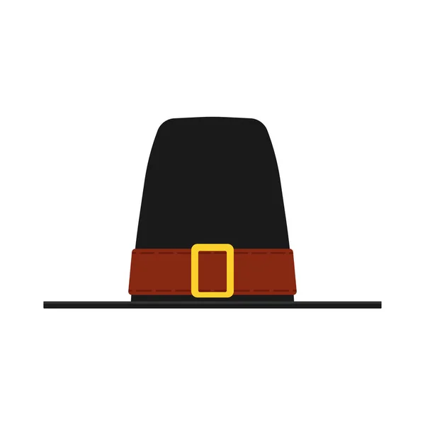 Piligrim sombrero vector icono ilustración de dibujos animados. Día de fiesta de celebración de Acción de Gracias. Símbolo negro cosecha tapa plana — Archivo Imágenes Vectoriales