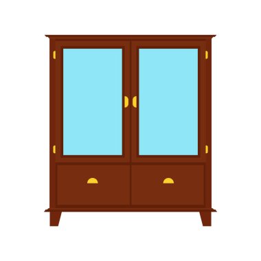 Dolap dolabı vektör ikonu mobilya rafı. Giysi dolabı. 