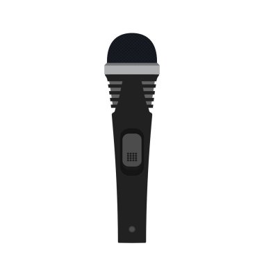 Mikrofon vektörü düz ikon ses karaokesi. Ses kayıt stüdyosu 