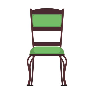 Klasik sandalye yeşil vektör ikonu ön görünümü. Mobilya evi 