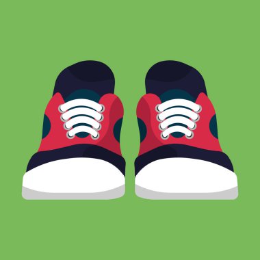 Spor ayakkabısı ön görüş vektör kırmızı simgesi. Spor çifti moda tasarımı