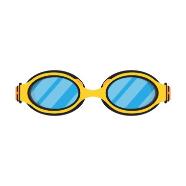 Yüzme gözlüğü sarı spor cam havuz vektörü düz simgesi.