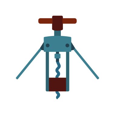 Tirbuşon şarap vektörü düz simge bar açacağı. İzole edilmiş beyaz 