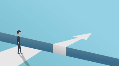 İş engeli vektör meydan okuma çözüm oku. Erkek 