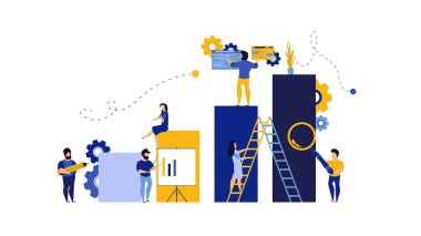 İnsanla analitik ortaklık vektör illüstrasyonu