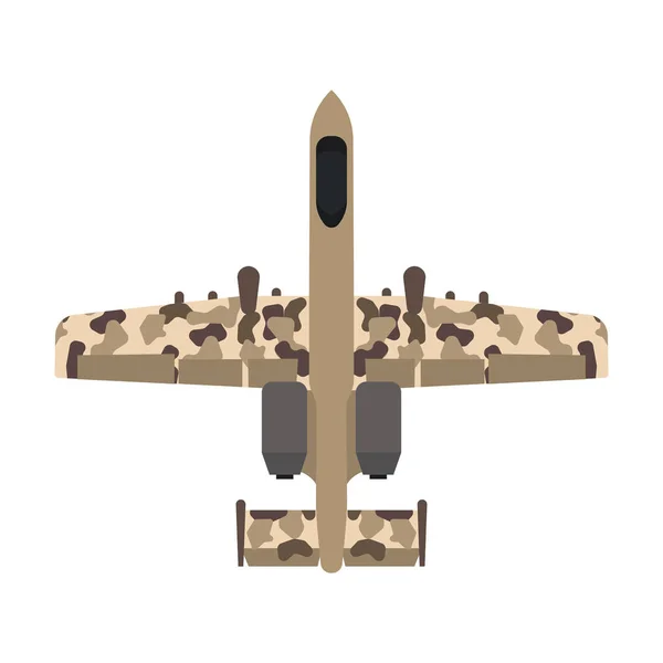 Avion militaire vue du dessus vectoriel icône aviation chasseur jet. Guerre — Image vectorielle